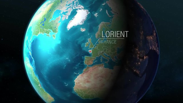  France - Lorient - Zooming from space to earth
