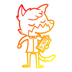 warm gradient line drawing friendly cartoon fox manager
