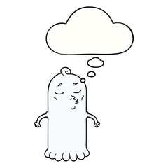 cartoon ghost and thought bubble