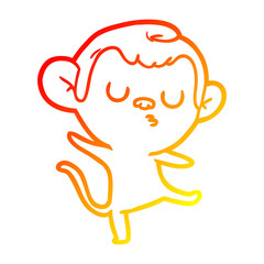 warm gradient line drawing cartoon monkey