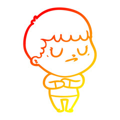 warm gradient line drawing cartoon grumpy boy