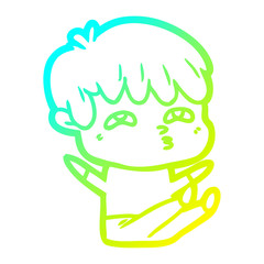 cold gradient line drawing cartoon curious man