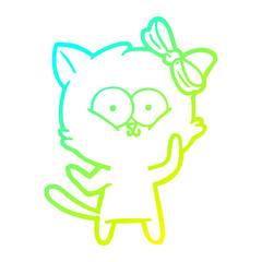 cold gradient line drawing cartoon cat