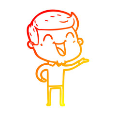 warm gradient line drawing cartoon man laughing