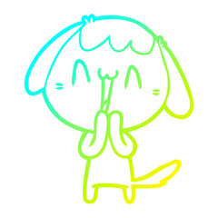 cold gradient line drawing cute cartoon dog