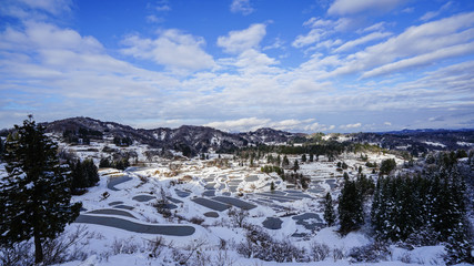 冠雪の、星峠の棚田