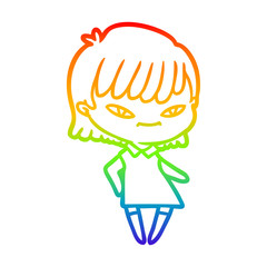rainbow gradient line drawing cartoon woman