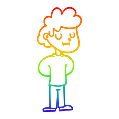 rainbow gradient line drawing cartoon happy boy