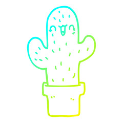 cold gradient line drawing cartoon cactus
