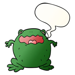 cartoon toad and speech bubble in smooth gradient style