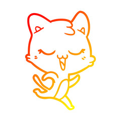 warm gradient line drawing cartoon cat