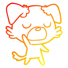 warm gradient line drawing cartoon dog