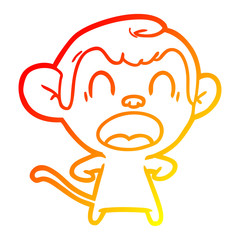 warm gradient line drawing shouting cartoon monkey