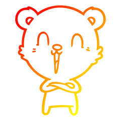 warm gradient line drawing happy cartoon bear