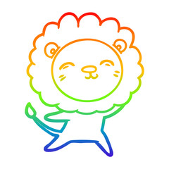 rainbow gradient line drawing cartoon lion