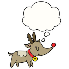 cartoon christmas reindeer and thought bubble