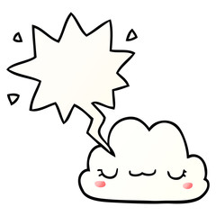 cute cartoon cloud and speech bubble in smooth gradient style