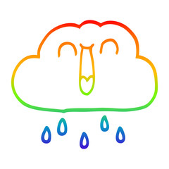 rainbow gradient line drawing happy cartoon rain cloud