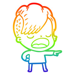 rainbow gradient line drawing cartoon cool hipster girl talking