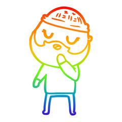 rainbow gradient line drawing cartoon man with beard