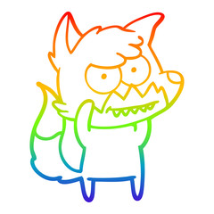 rainbow gradient line drawing cartoon grinning fox