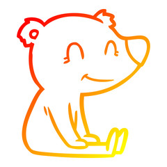 warm gradient line drawing sitting bear cartoon