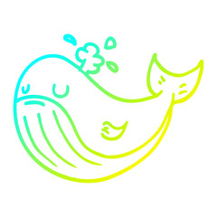 cold gradient line drawing cartoon whale