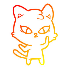 warm gradient line drawing cute cartoon cat