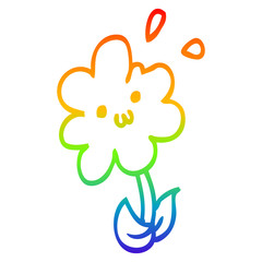 rainbow gradient line drawing cartoon flower