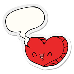 cartoon love heart and speech bubble sticker