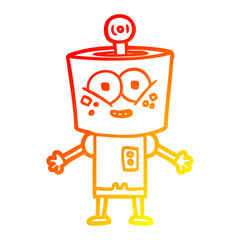 warm gradient line drawing happy cartoon robot