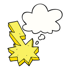 cartoon lightning strike and thought bubble