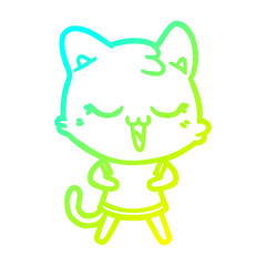 cold gradient line drawing happy cartoon cat