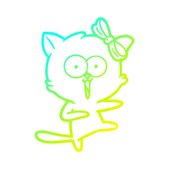 cold gradient line drawing cartoon cat