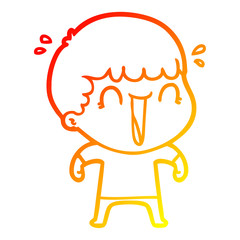 warm gradient line drawing laughing cartoon man