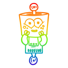 rainbow gradient line drawing happy cartoon robot