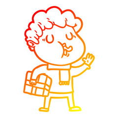 warm gradient line drawing cartoon man singing