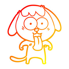 warm gradient line drawing cute cartoon dog
