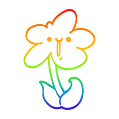 rainbow gradient line drawing cartoon flower