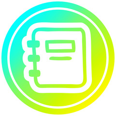 note book circular in cold gradient spectrum