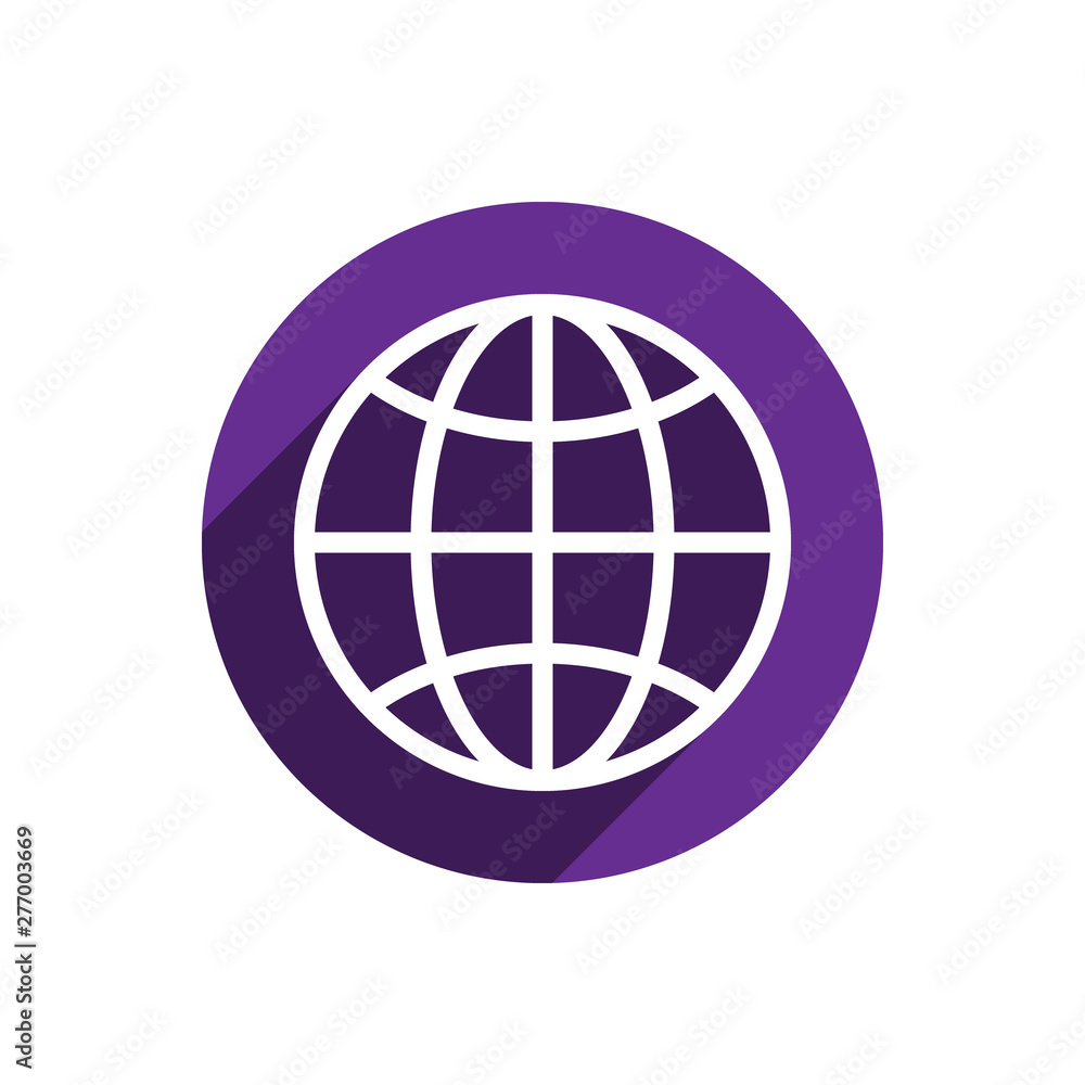Poster browser, internet, web icon in modern flat style. globe illustration for perfect mobile and web desi