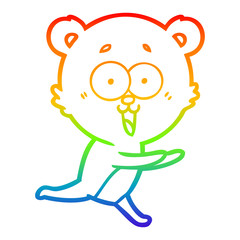 rainbow gradient line drawing laughing teddy  bear cartoon