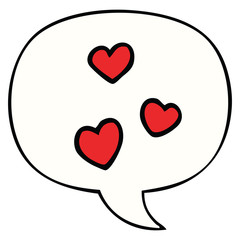 cartoon love heart and speech bubble