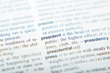 The definition of the word President in the dictionary