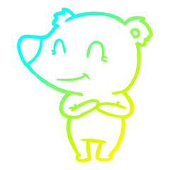 cold gradient line drawing friendly bear cartoon