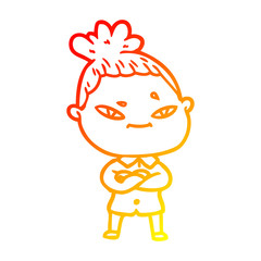warm gradient line drawing cartoon woman