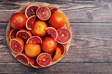 Red oranges with copy space background
