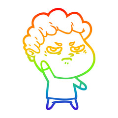 rainbow gradient line drawing cartoon angry man