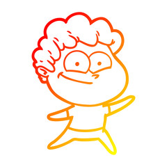 warm gradient line drawing cartoon happy man
