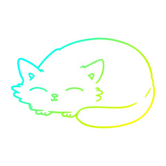cold gradient line drawing cartoon cat sleeping